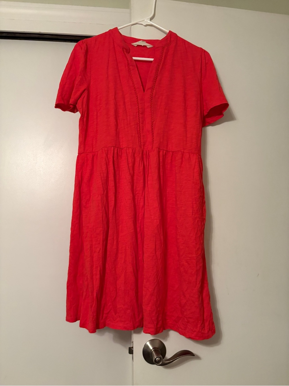 Boden Women’s Orange Short Sleeve V-Neck Dress US size 10 pockets